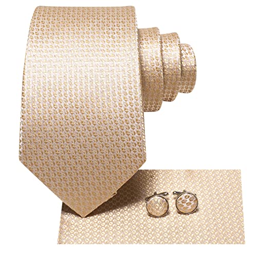 Image of Dubulle Mens Paisley Floral Silk Tie for Men Striped Necktie and Pocket Square Cufflinks Set Wedding Business