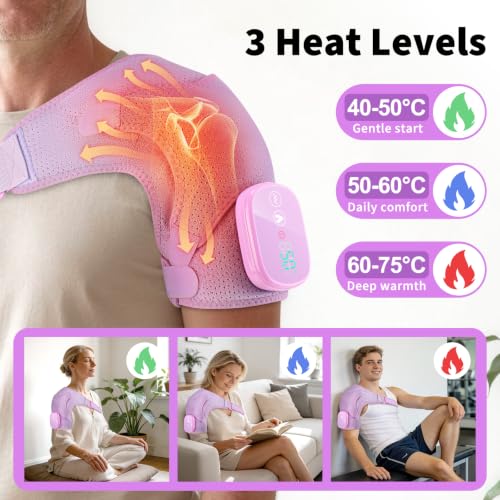 Image of Cordless Shoulder Heating Pad with Massage, Shoulder Massager with Heat