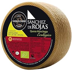 Sánchez de Rojas - Queso Manchego Curado Ecológico y Artesano de 1,8kg - Pieza Entera Cortada en Cuartos Envasada al Vacío - Queso Oveja con Leche Cruda y Sabor Intenso - Maduración 6 Meses