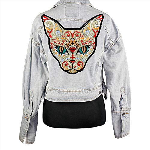 cat Iron On Patch Embroidered Applique Sewing Label Punk Biker Patches Clothes Stickers Apparel Accessories Badge 1piece