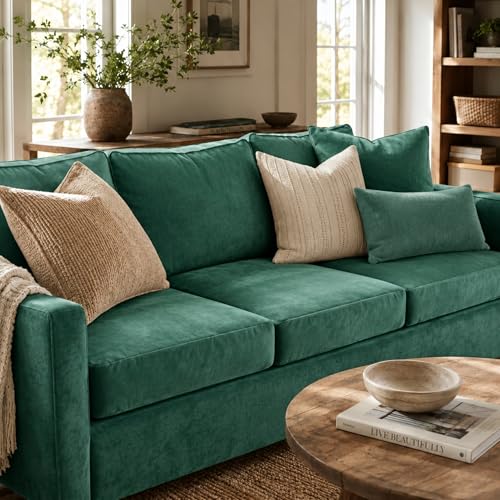 Image of Namdev Art's Velvet Sofa Cushion 21x22x5 Inch | High Density 32 Foam Seat Cushion | Soft & Comfortable Sofa Gaddi with Zip Cover | Multipurpose Cushion for Sofa Chair (Green)