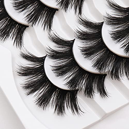 Fyonas False Eyelashes Pack 6D Super Fluffy Faux Mink Lashes Long Dramatic 20Mm Comfortable Luxury Volume Eye Lashes 7 Pairs Pack #TOP4