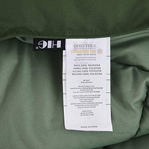 Hig AT-DOWNALT-CF 3Pc Green Queen Size Comforter Set - All Season Reversible Down Alternative Comforter thumb #6
