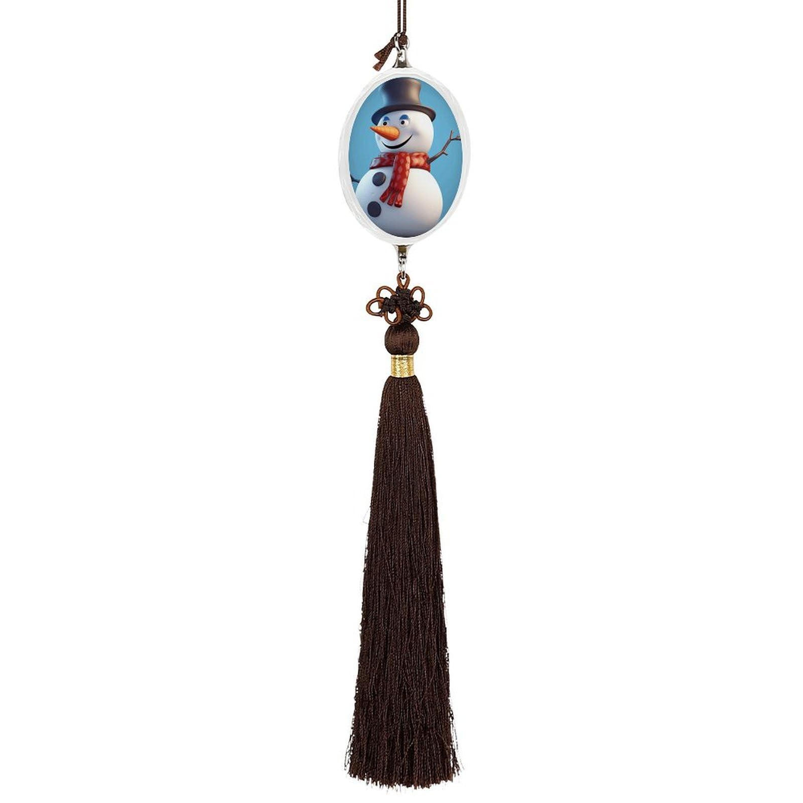 Crystal Car Pendant Charms Ellipse Crystal Rear View Mirror Charms Snowman's Embrace Auto Hanging Interior Ornament Pendant Car Interior Accessories for Women Men Auto Decor