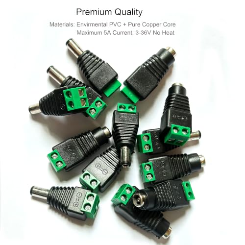 DAYKIT 10 Pairs 12V Male+Female 2.1x5.5MM DC Power Jack Plug Adapter Barrel Connector for CCTV Security Camera Led Strip - Image 5