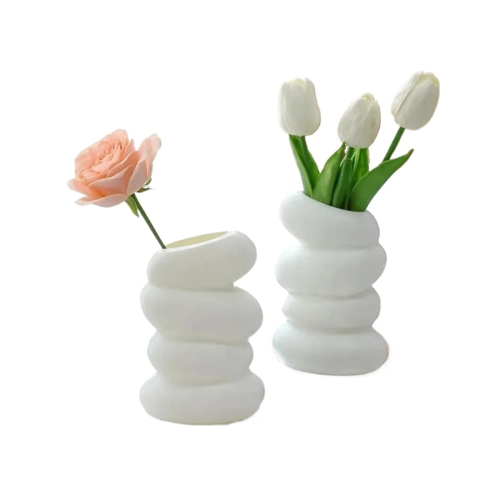 Vase 1PC Plastic Spiral White Vase Flower Arrangement Container For Kitchen Living Bedroom Home Decoration Ornamen(White 2Pcs)