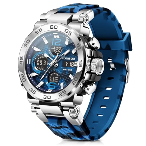 Image of LIGE Quartz Watch for Men Waterproof Big Dial Analog Digital Sport Multifunction LED Backlight Fashion Wristwatches Stopwatch Calendar Men