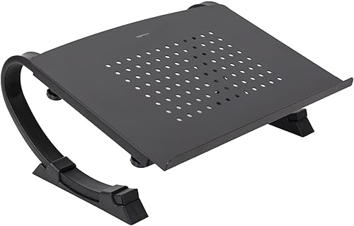 Amazon Basics - Soporte ajustable para monitor, elevador de laptop para escritorio, soporta laptops, monitores e impresoras de hasta 22 libras,