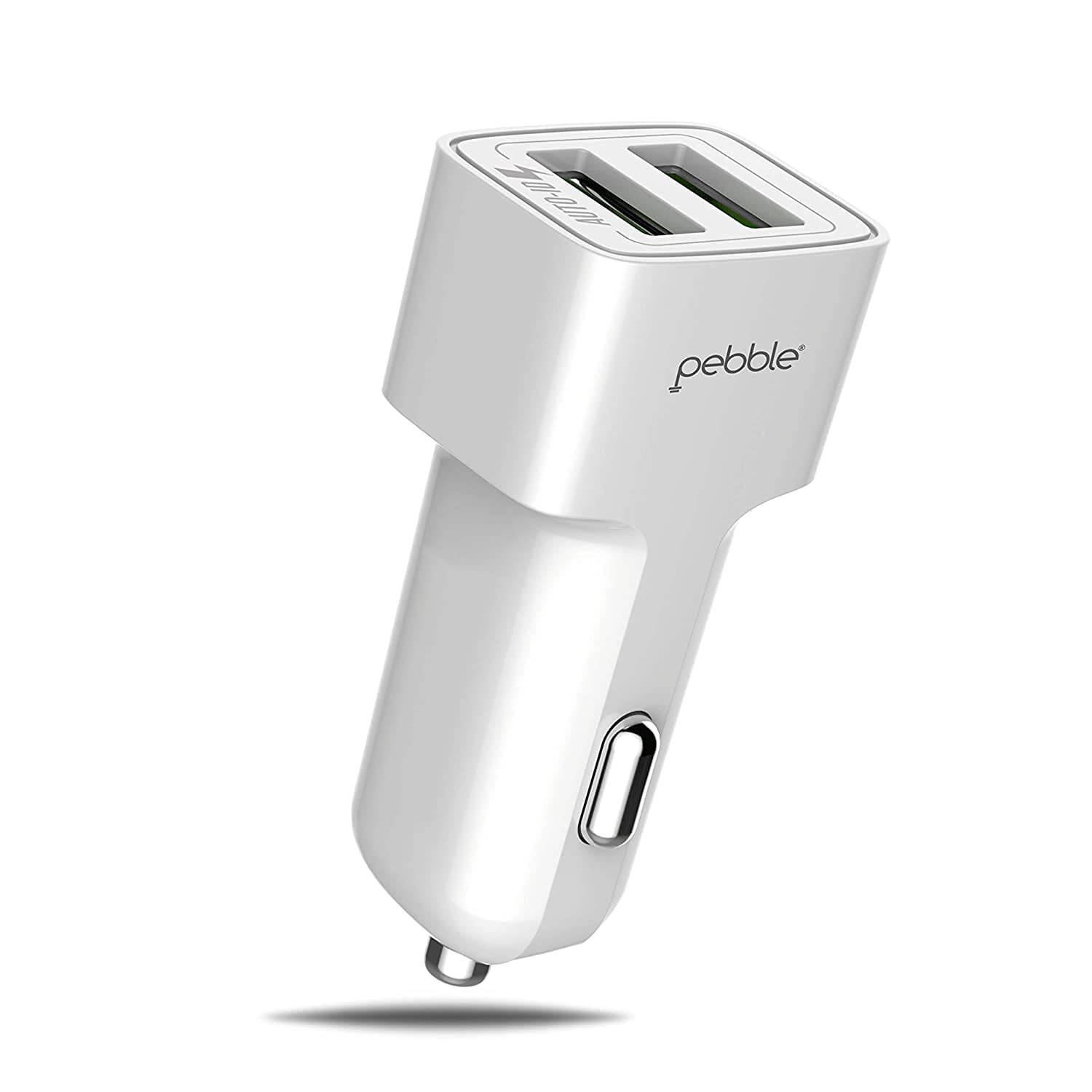 Pebble 2 USB Smart Car Charger with 2.4A Fast Charging With Cable (Lightning)