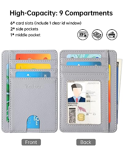 Image of Teskyer Slim Minimalist Wallet for Men, RFID Front Pocket Card Holder | Ultra Slim Front Pocket Design, 8 Card Slots, RFID Protection, Smooth Faux Leather for Everyday Carry