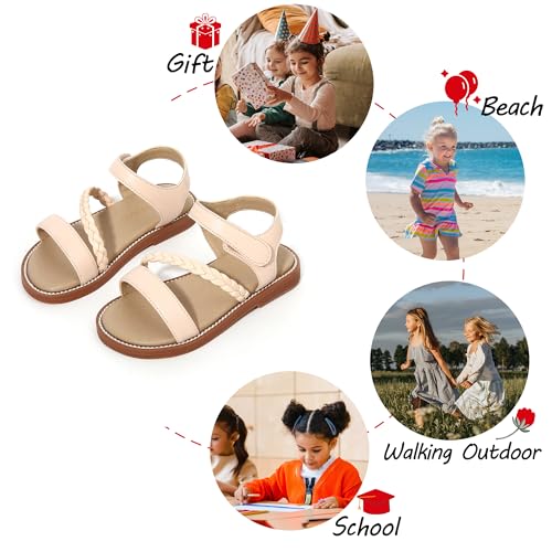 Image of PHIRAMIN Toddler Flower Girl Sandals - Girl Dress Shoes Toddler Little Kid Wedding Party