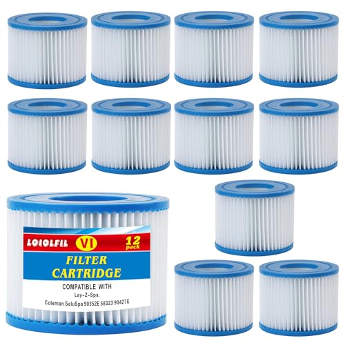 LOIOLFIL Type VI Spa Filter Replaces for saluspa hot tub Filters Lay-Z-Spa Coleman SaluSpa 90352E 58323E 58323 Swimming Pool Pump Hot Tub Filter 12 Pack