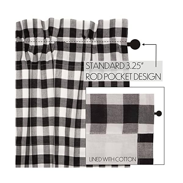 Vhc brands annie buffalo farmhouse curtain panel check black 96×50  urban country home decor