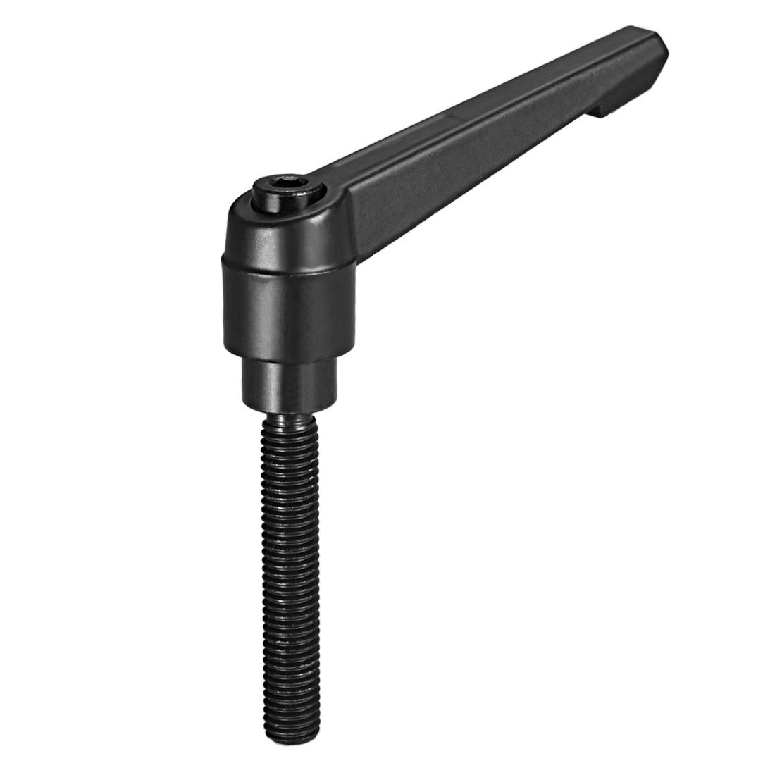 uxcell Adjustable Clamping Lever Handle M10 x 60mm Metric Black Oxide Carbon Steel Male Threaded Stud Hand Knobs Push Button Ratchet Rotating Screw Handles Bolts with Locking Lever Black