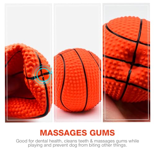 Image of Interactive Playing Ball for Dogs and Pets |Durable Natural chew Rubber Squeaky Basket Ball |Chewing and Funny Teeth Cleaning Toy for Dogs and Puppies (Orange)