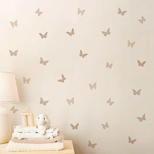 Miniatura 2 de QUCHENG Calcomanías de pared de animales, decoración de pared de mariposa bohemia para niñas, calcomanías extraíbles para niños, calcomanías de