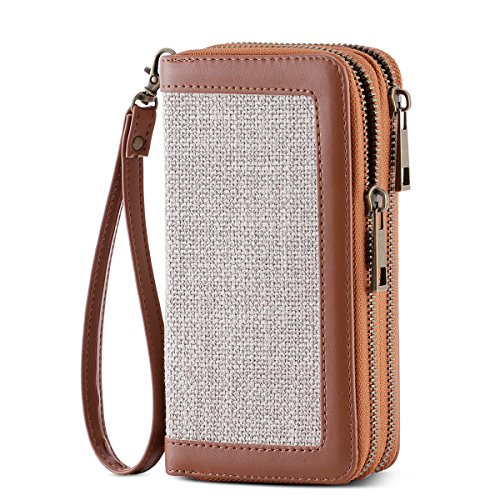 Image of Cellphone Wallet for Women Dual Zipper Long Purse with Removable Wristlet