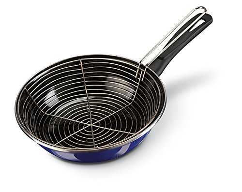 La Albufera Sartén freidora con cestillo, 26 cm, Esmaltado, Azul