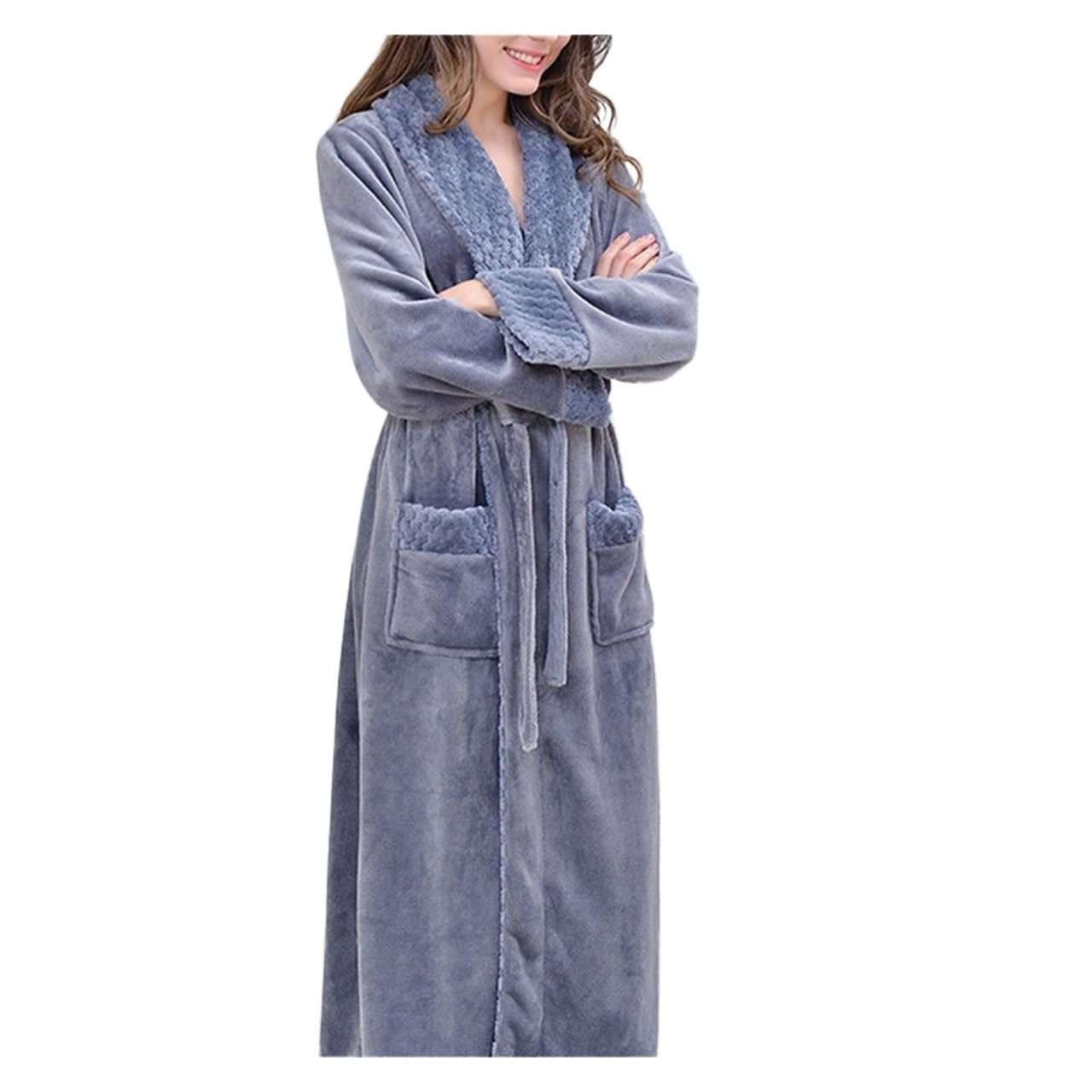 Peignoir velours femme et homme long de qualité supérieure style hôtel pour automne hiver XL