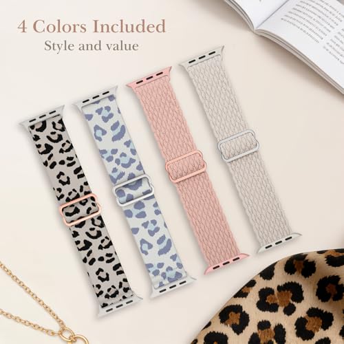 Image of Delidigi Stretchy Bands Compatible for Apple Watch Band Women 40mm 38mm 41mm 42mm 44mm 45mm 46mm 49mm, Nylon Braided Straps for iWatch Series 11 10 9 8 7 6 SE 5 4 3 Ultra 3 2 1
