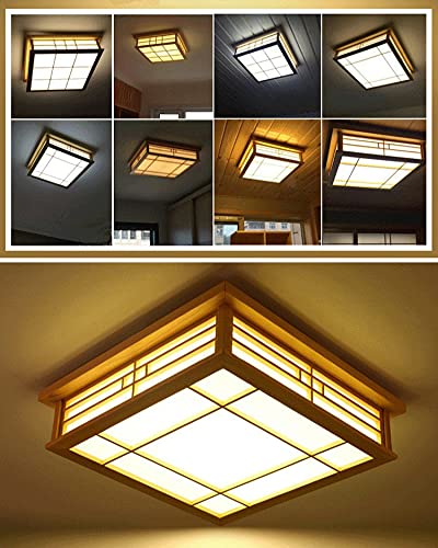 Plafonnier bois carrée LED design coréen pour salon et balcon