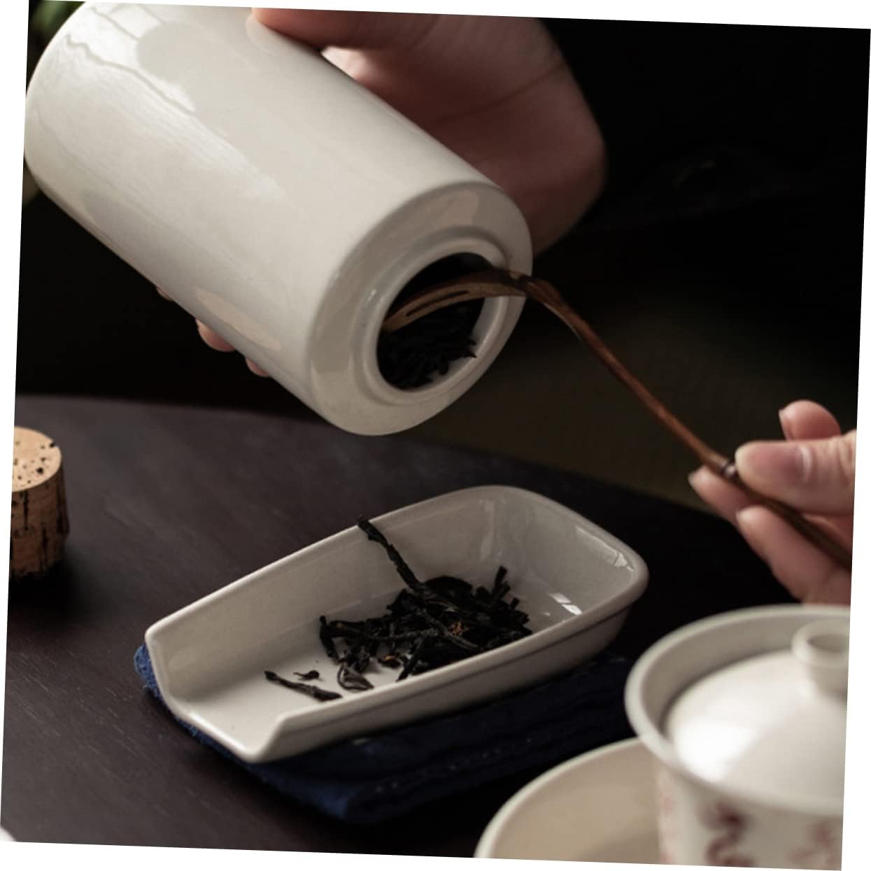 Ceramic Tea Scoop Holder Loose Tea Dispenser Spoon for Tea Leaf