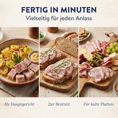 Dreistern Eisbeinfleisch in Aspik 200 g – Klassische regionale Küche – Ohne Speck & Schwarte – Herzhaftes Schweinefleisch, verzehrfertig