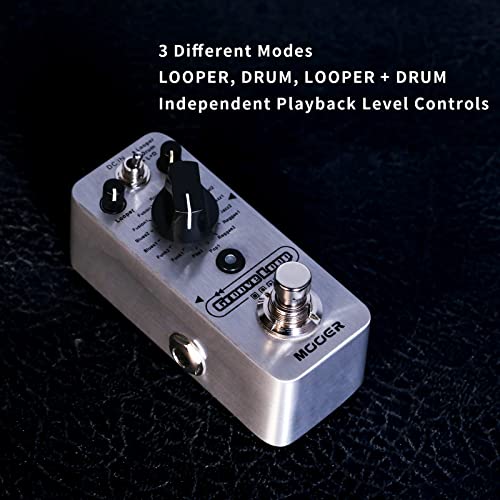Image of MOOER Groove Loop Drum Machine Guitar Effect Pedal 20 Minute | 16 Different Drum Grooves, 3 Modes, Play Tempo For Loop, Record, Practice, Mini Guitar Jamming Tool