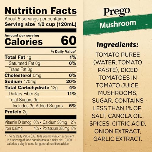 Image of Prego Mushroom Pasta Sauce, 24 oz Jar (Pack of 2)