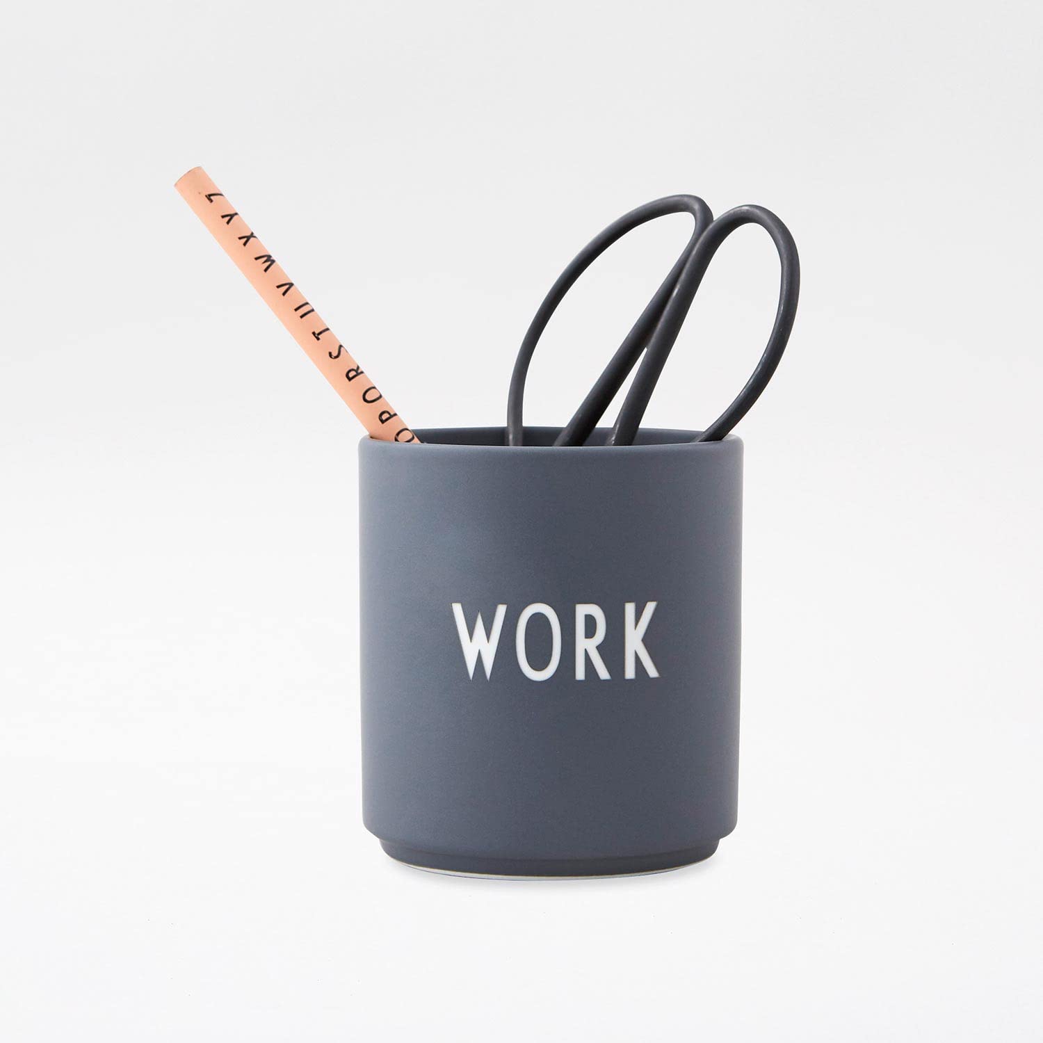 Design Letters Kaffeebecher Porzellan | Geschenke für Frauen & Männer, Abschiedsgeschenk Kollegen, Dankeschön | Lieblingsbecher Grau WORK | Tasse mit Spruch | Teetasse 250 Ml