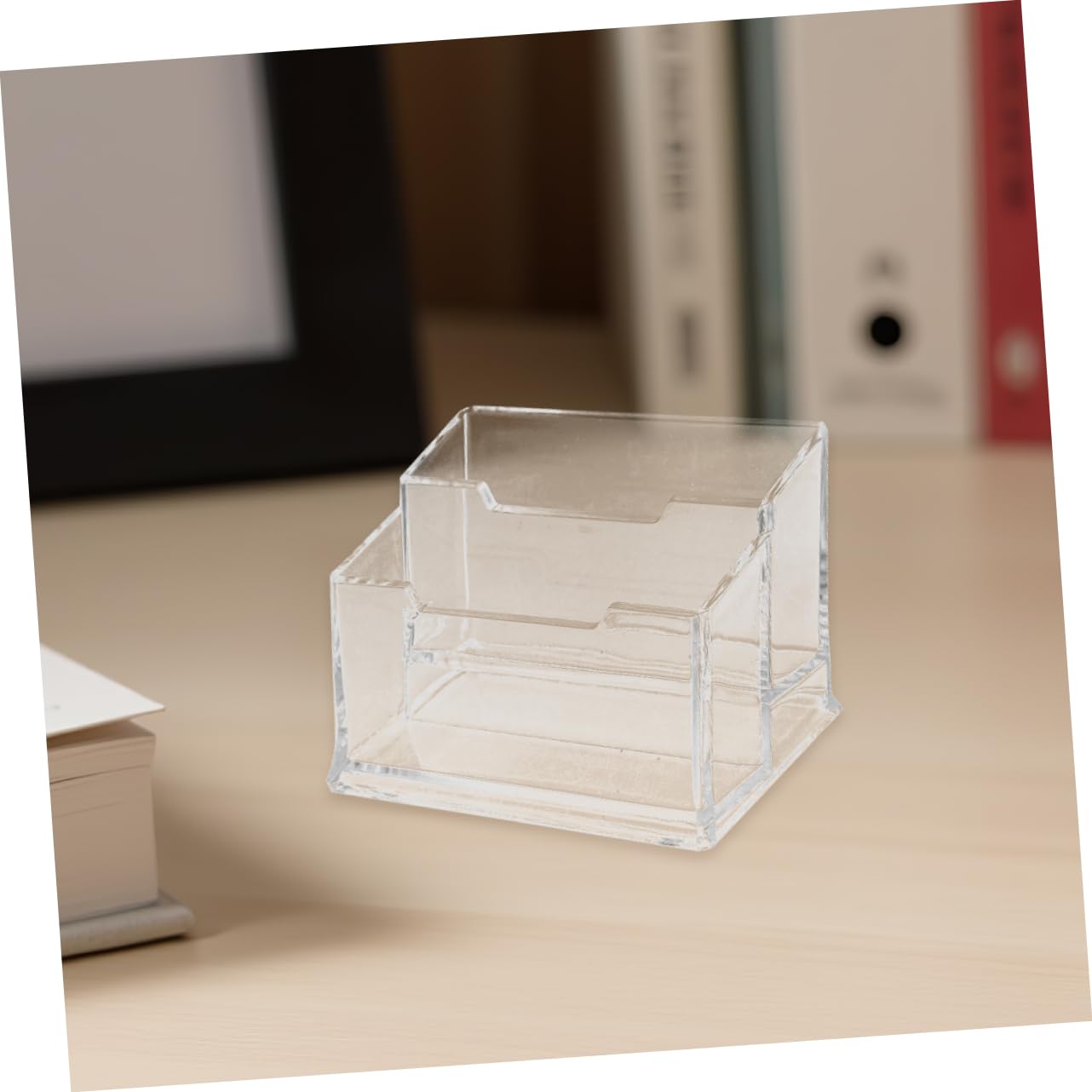 Tarjetero de Escritorio de Plástico Transparente, 5 Piezas | Ligero y Portátil, para Entornos Profesionales y Ferias, Organizador de Tarjetas para Mesa de Oficina
