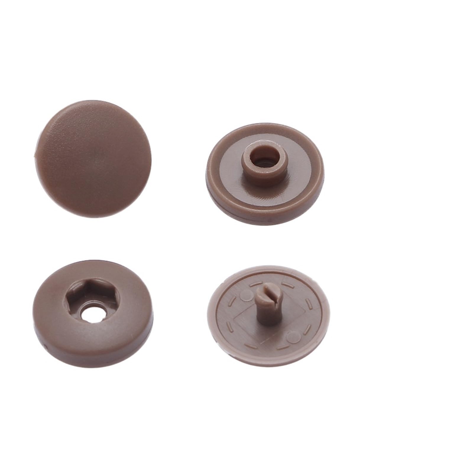 T5 Plastic Snap Buttons 100sets Hand Press Type Round Snaps Fasteners for DIY Crafts Sewing Accessories(Coffee)