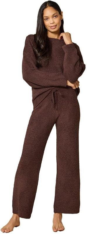 Marshmallow Reverse Seam Crew Neck Lounge Set for Women – Ultra Soft 2-Piece Pajama Set Bracelet Sleeve Top and Pants