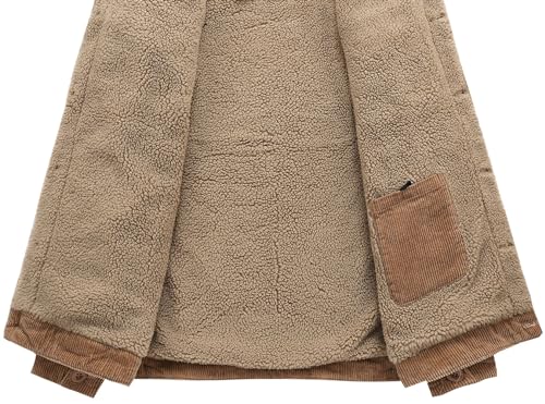 Men's Corduroy Sherpa Lined Warm Jacket Winter Thick Thermal Cargo Jackets Coat3