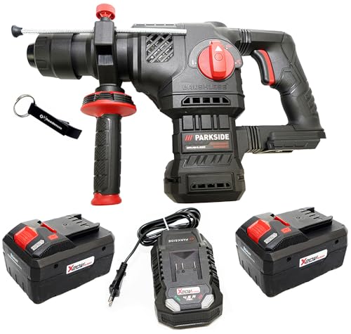 HEADNMORE Paquete - PARKSIDE PERFORMANCE 20V Batería Combimartillo PKHAP 2058 A1 + Llavero HEADNMORE (2x8Ah Batería)
