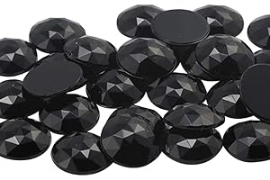 25mm Large Black Rhinestones: Flat Back Round Acrylic Jewels for Endless Glamour