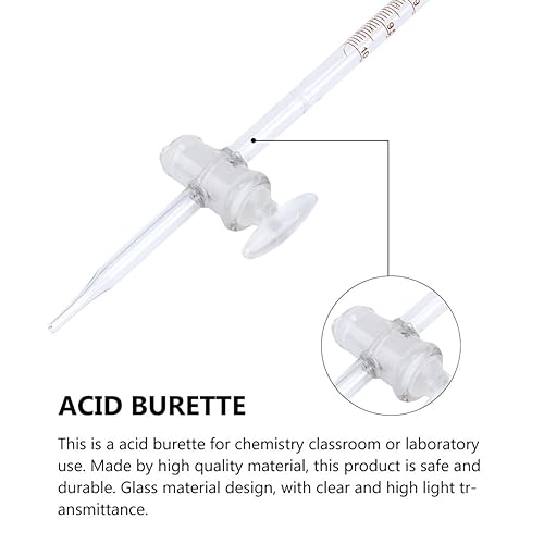 Miniatura 8 de POPETPOP 1pc Burette Chemistry Glassware Instrument Glass Liquid Containers Straight Borosilicate Buretors Equipment Keys Titrating Acid Titration