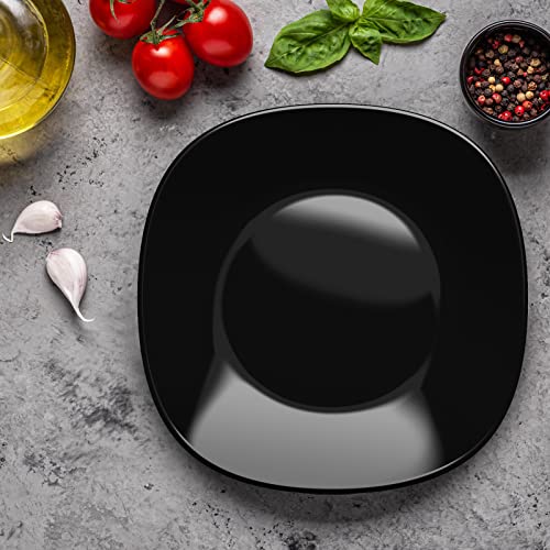 Black Dinnerware Set, Meky 18-Pcs Kitchen Dinner Set Service For 6, Safety For Microwave &Dishwasher ,Square Glass Plates,Dishes, Bowls Set #TOP3