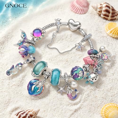 Image of GNOCE Ocean World Cute Animal Charm Beads,925 Sterling Silver Dangle Charms Fit Bracelets & Necklace, Hand-Finished Keepsake Travel Jewelry Gift for Women Men BBF