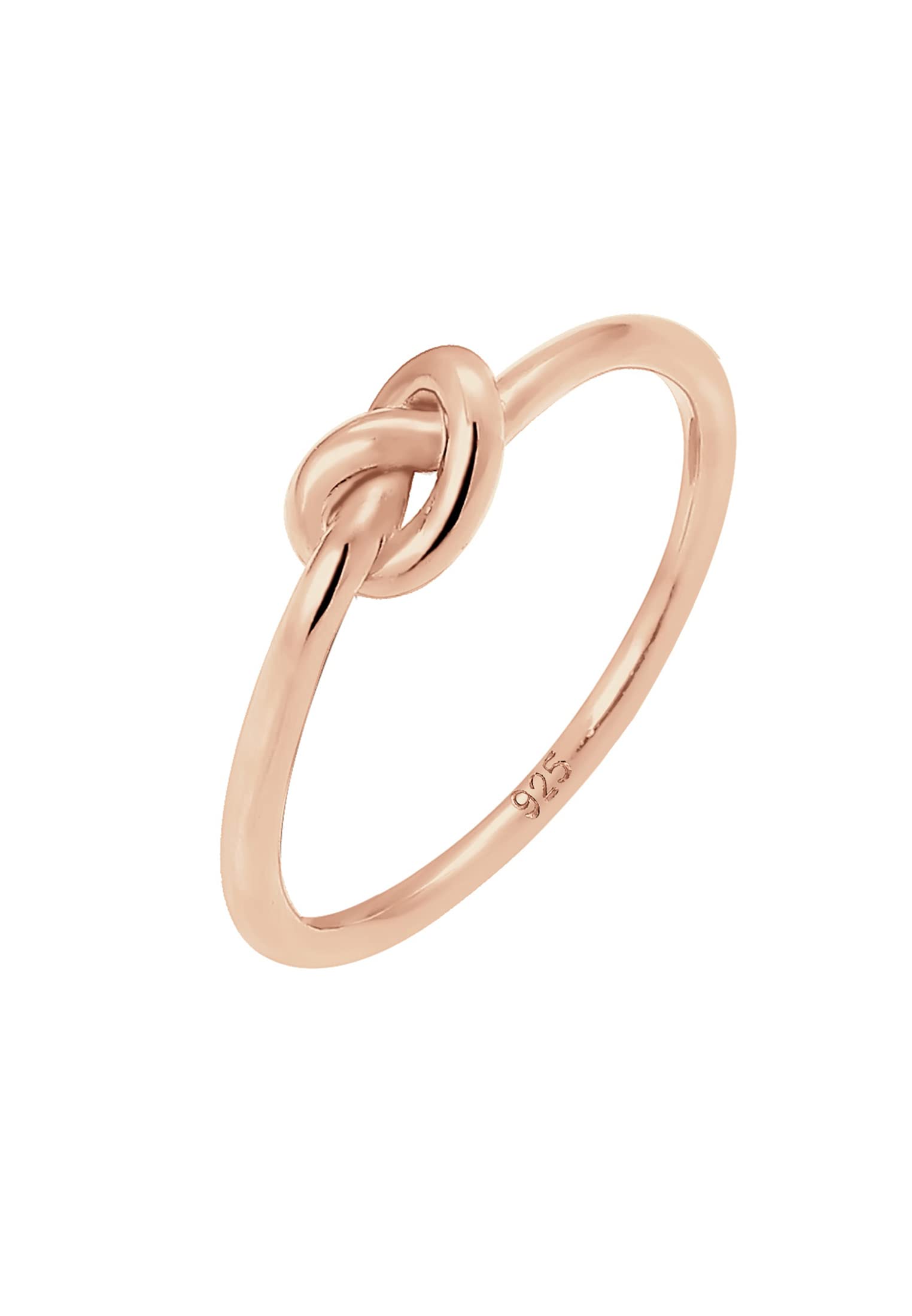 Elli Women's 925 Sterling Silver Rose Gold Plated Trend Knot Ring, Size N