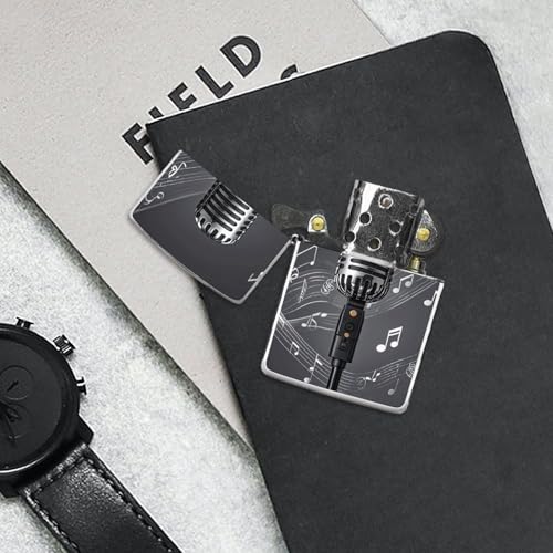 Funda para encendedor con diseño de micrófono y notas musicales miniatura 7