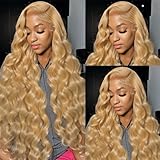 Saxio 24 Inch Honey Blonde HD Lace Front Wig Human Hair Pre Plucked 200% Density 13x4 Body Wave Honey Blonde Wig Human Hair Colored Wigs Lace Frontal Wigs