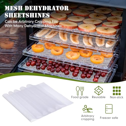 Image of Thenshop 8 Silicone Dehydrator Mats & 10 Mesh Dryer Mats and 1 Baking Scraper, Reusable Non Stick Silicone Dehydrator Tray with Edge for Baking Fruits Meat Vegetables(Green)