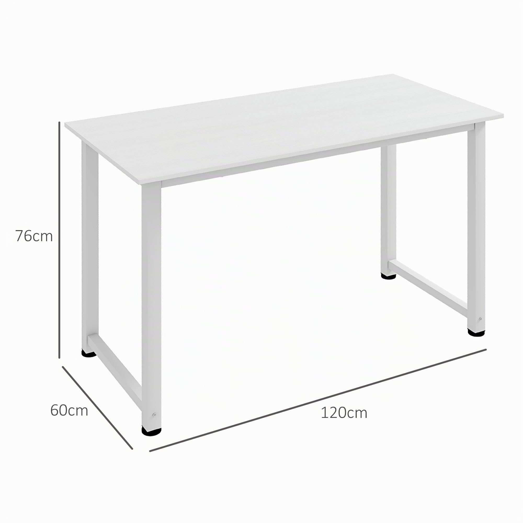 HOMCOM Table d'ordinateur Multifonction 120L x 60l x 76H cm Blanc | Table de Salle à Manger, Grand Plateau, Cadre Robuste en Métal