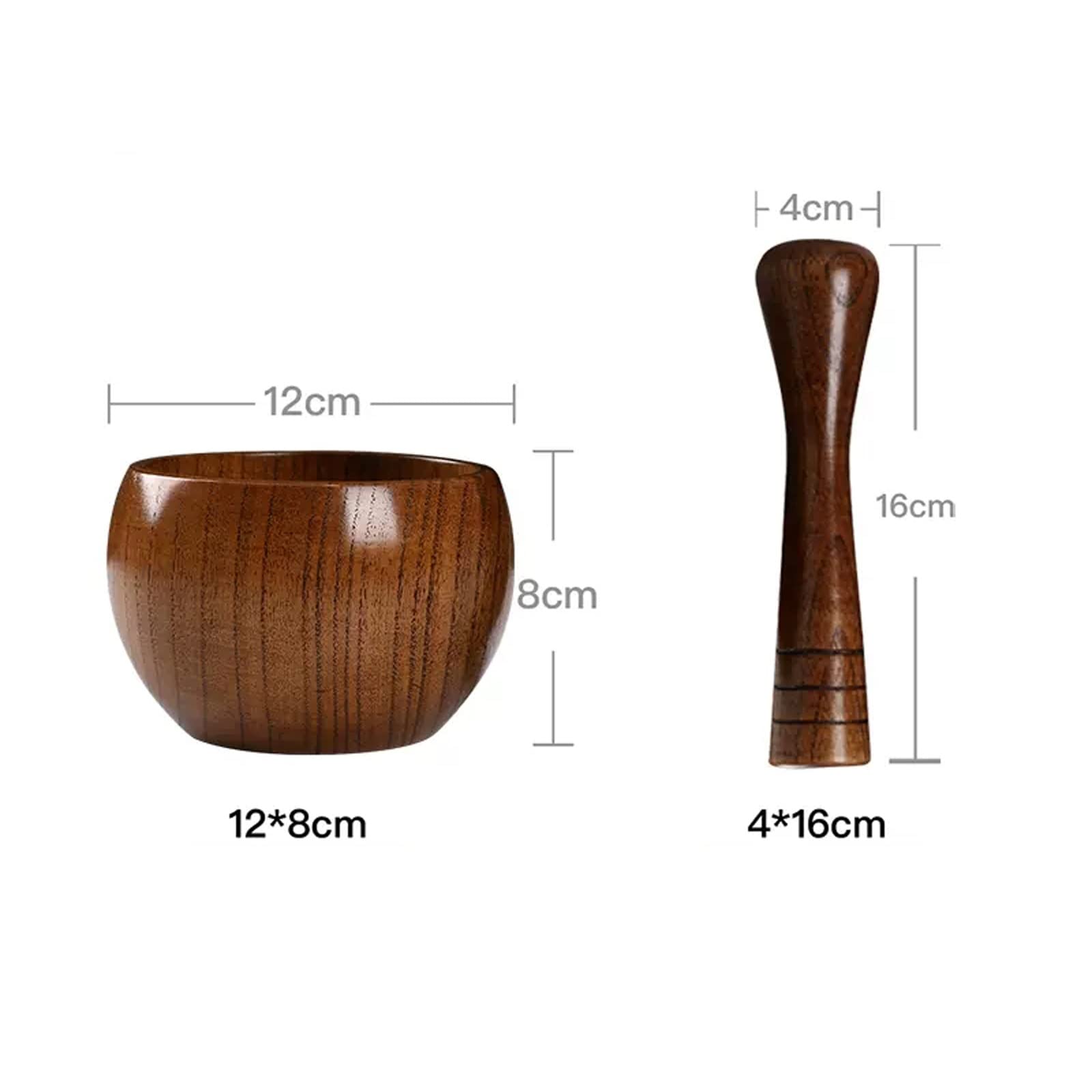 Mortero y maja pulidos pequeños, Juego de mortero y maja de madera, tazón triturador redondo de madera de aspecto brillante for guacamole, salsa, triturador de hierbas y pastillas, herramientas de coc