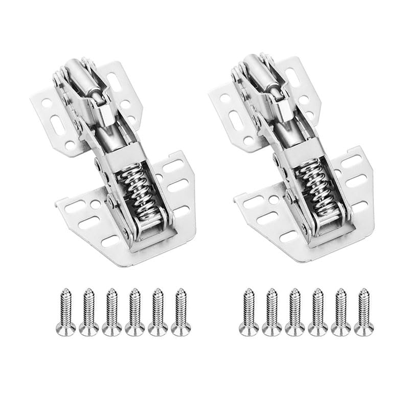 Wealsun Flap Hinges, 90 Degree Damping Soft Close Mechanism with 24 Screws, Suitable for Kitchen Cabinets, Wardrobes and Storage Cupboards. (2PCS)