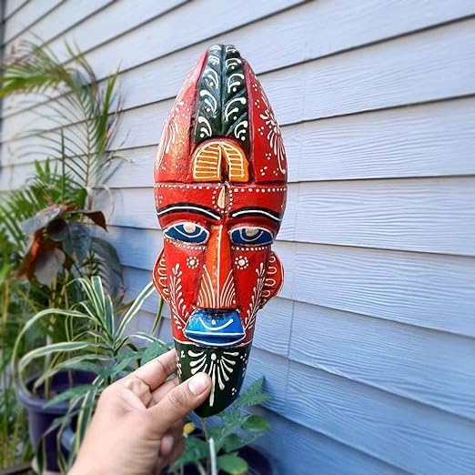 Wall Mask Nazar Battu Decorative African Masks Featuring Tribal Face Decor Egyptian Mask Hanging for Home Door, Balcony Decoration (Pack of 2)12 Inch by The Great Indian Store