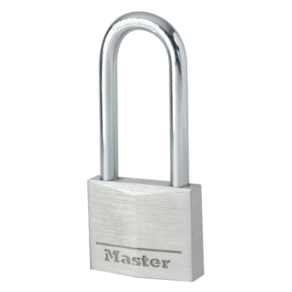 Master Lock Grey 9140Eurdlh Key Padlock In Aluminium With Long Shackle, 4 X 7,6 X 1,3 Cm