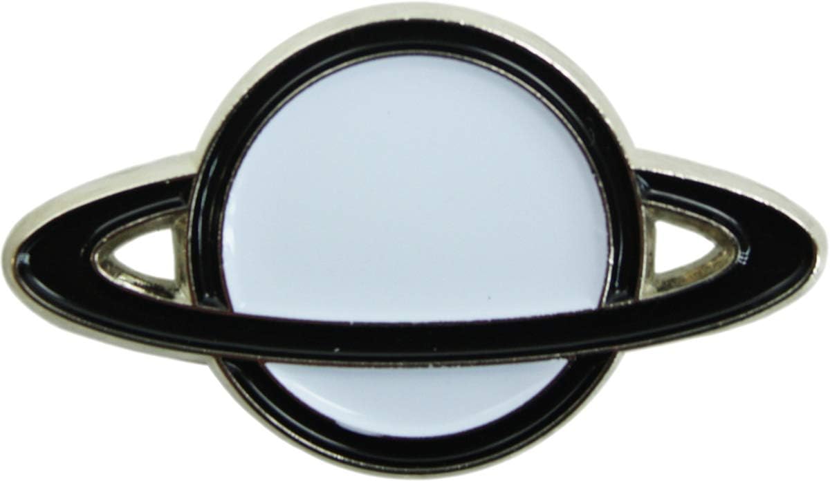 Saturn Enamel Pin White Saturn with Rings 1.25 Inch x 0.75 Inch Astronomy and Space-Themed Accessory for Jackets, Backpacks, and Hats