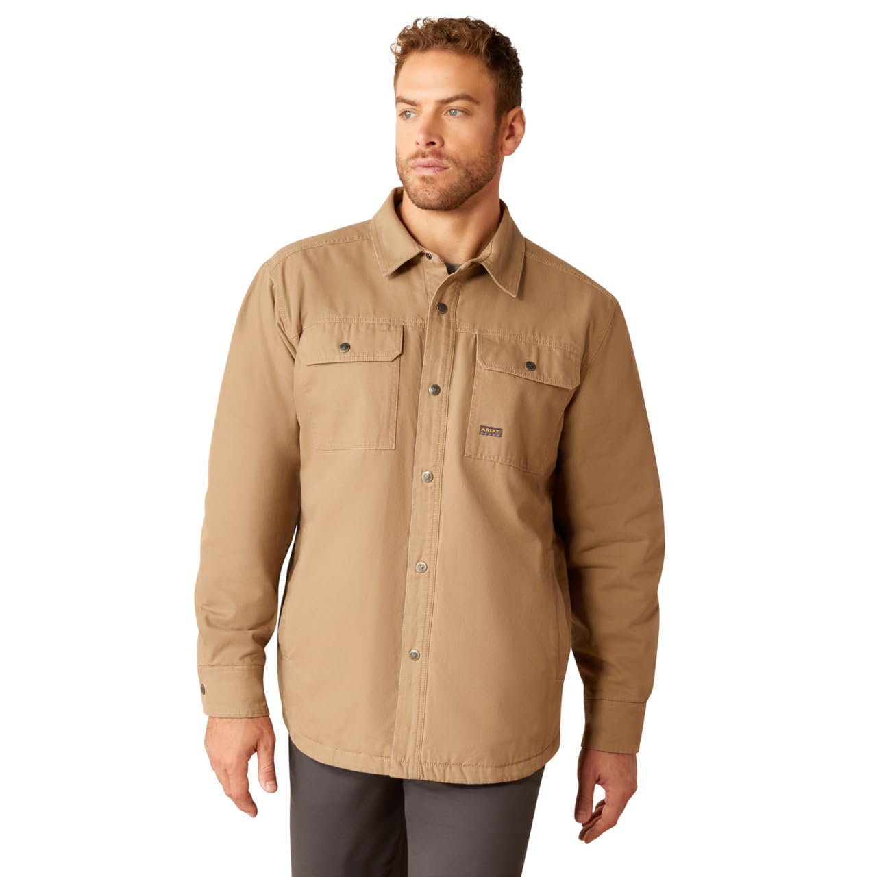 ARIAT Men's Rebar Canvas Shirt Jacket, Khaki, XX-Large Tall